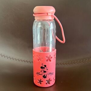 Minnie Mouse Pink Silicone Glass Water Bottle